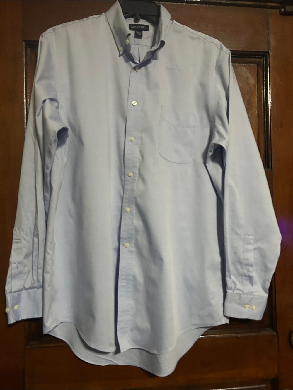 Lands' End Men's Pale Blue Button-Down Dress Shirt
